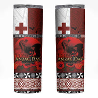 Tonga ANZAC Day Skinny Tumbler Gallipoli Lest We Forget-Ngatu Art Tribal LT03 Red - Polynesian Pride
