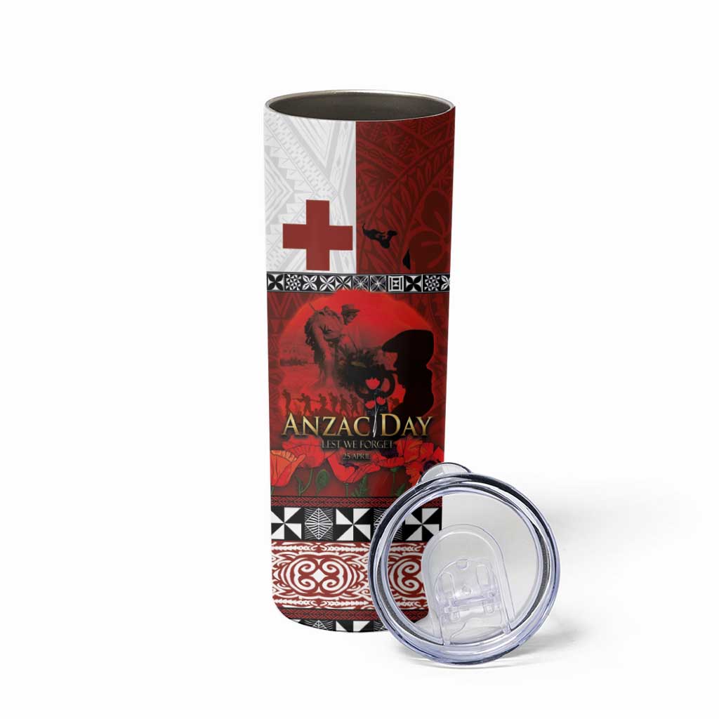 Tonga ANZAC Day Skinny Tumbler Gallipoli Lest We Forget-Ngatu Art Tribal LT03 - Polynesian Pride