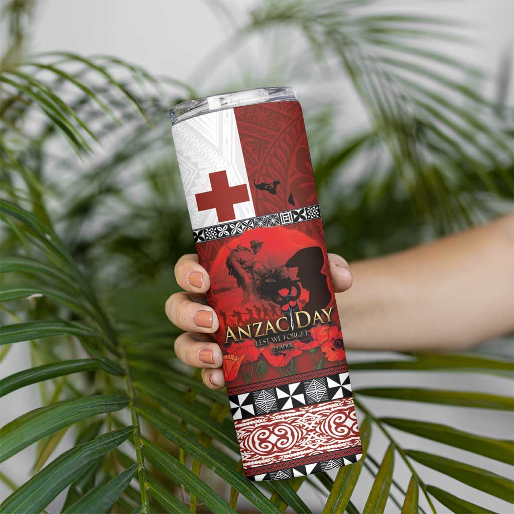 Tonga ANZAC Day Skinny Tumbler Gallipoli Lest We Forget-Ngatu Art Tribal LT03 - Polynesian Pride
