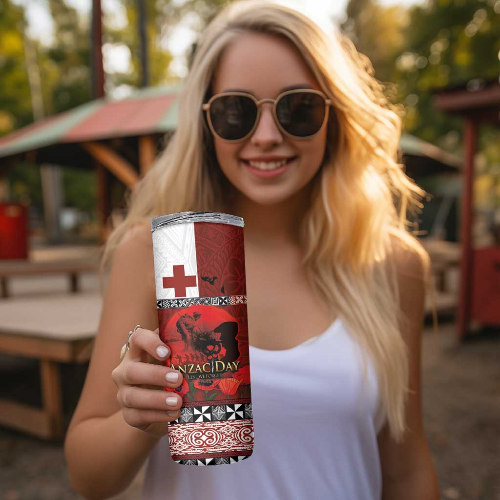 Tonga ANZAC Day Skinny Tumbler Gallipoli Lest We Forget-Ngatu Art Tribal LT03 - Polynesian Pride