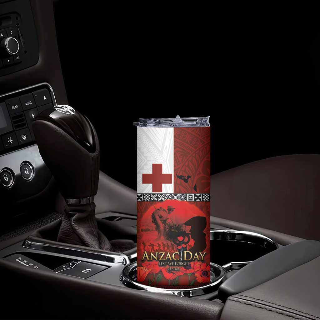 Tonga ANZAC Day Skinny Tumbler Gallipoli Lest We Forget-Ngatu Art Tribal LT03 - Polynesian Pride