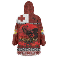 Tonga ANZAC Day Wearable Blanket Hoodie Gallipoli Lest We Forget Ngatu Art Tribal LT03 - Polynesian Pride