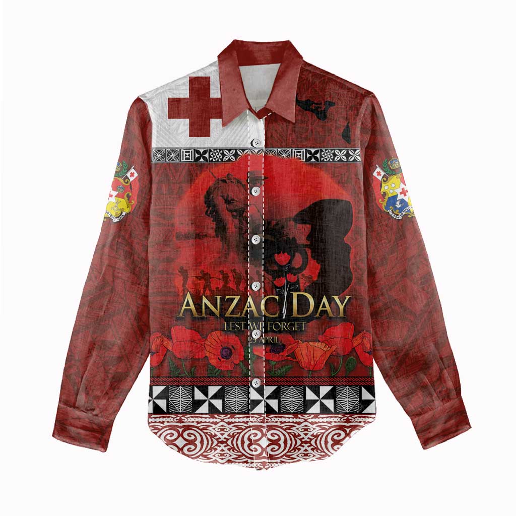 Tonga ANZAC Day Women Casual Shirt Gallipoli Lest We Forget Ngatu Art Tribal LT03 - Polynesian Pride