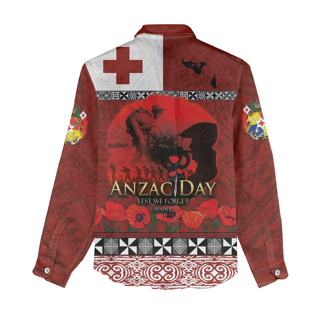 Tonga ANZAC Day Women Casual Shirt Gallipoli Lest We Forget Ngatu Art Tribal LT03 - Polynesian Pride