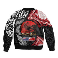 Tonga and New Zealand ANZAC Day Bomber Jacket Gallipoli Lest We Forget Ngatu Art Tribal and Maori Tattoo with Fern LT03 - Polynesian Pride
