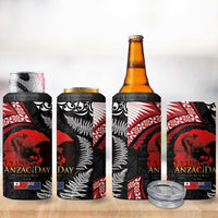 Tonga and New Zealand ANZAC Day 4 in 1 Can Cooler Tumbler Gallipoli Lest We Forget-Ngatu Art Tribal and Maori Tattoo with Fern LT03 - Polynesian Pride