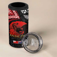 Tonga and New Zealand ANZAC Day 4 in 1 Can Cooler Tumbler Gallipoli Lest We Forget-Ngatu Art Tribal and Maori Tattoo with Fern LT03 - Polynesian Pride