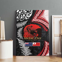 Tonga and New Zealand ANZAC Day Canvas Wall Art Gallipoli Lest We Forget Ngatu Art Tribal and Maori Tattoo with Fern LT03 - Polynesian Pride