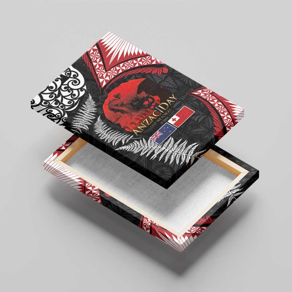 Tonga and New Zealand ANZAC Day Canvas Wall Art Gallipoli Lest We Forget Ngatu Art Tribal and Maori Tattoo with Fern LT03 - Polynesian Pride
