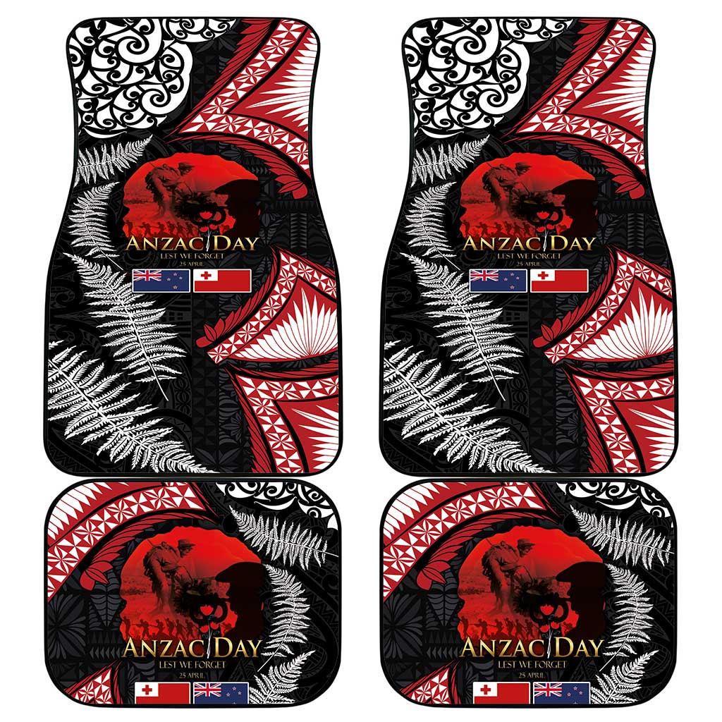 Tonga and New Zealand ANZAC Day Car Mats Gallipoli Lest We Forget Ngatu Art Tribal and Maori Tattoo with Fern LT03 - Polynesian Pride