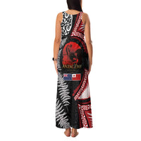 Tonga and New Zealand ANZAC Day Family Matching Tank Maxi Dress and Hawaiian Shirt Gallipoli Lest We Forget Ngatu Art Tribal and Maori Tattoo with Fern LT03 - Polynesian Pride