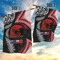 Tonga and New Zealand ANZAC Day Garden Flag Gallipoli Lest We Forget Ngatu Art Tribal and Maori Tattoo with Fern LT03 - Polynesian Pride