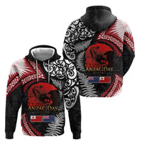 Tonga and New Zealand ANZAC Day Hoodie Gallipoli Lest We Forget Ngatu Art Tribal and Maori Tattoo with Fern LT03 - Polynesian Pride