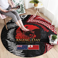 Tonga and New Zealand ANZAC Day Round Carpet Gallipoli Lest We Forget Ngatu Art Tribal and Maori Tattoo with Fern LT03 - Polynesian Pride