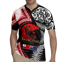 Tonga and New Zealand ANZAC Day Rugby Jersey Gallipoli Lest We Forget Ngatu Art Tribal and Maori Tattoo with Fern LT03 - Polynesian Pride