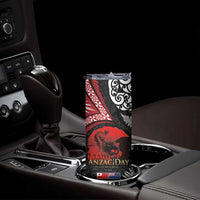 Tonga and New Zealand ANZAC Day Skinny Tumbler Gallipoli Lest We Forget-Ngatu Art Tribal and Maori Tattoo with Fern LT03 - Polynesian Pride
