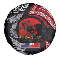Tonga and New Zealand ANZAC Day Spare Tire Cover Gallipoli Lest We Forget Ngatu Art Tribal and Maori Tattoo with Fern LT03 - Polynesian Pride
