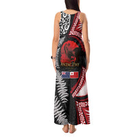 Tonga and New Zealand ANZAC Day Tank Maxi Dress Gallipoli Lest We Forget Ngatu Art Tribal and Maori Tattoo with Fern LT03 - Polynesian Pride