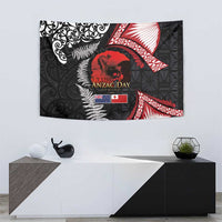Tonga and New Zealand ANZAC Day Tapestry Gallipoli Lest We Forget Ngatu Art Tribal and Maori Tattoo with Fern LT03 - Polynesian Pride