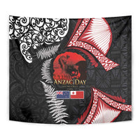 Tonga and New Zealand ANZAC Day Tapestry Gallipoli Lest We Forget Ngatu Art Tribal and Maori Tattoo with Fern LT03 - Polynesian Pride