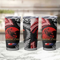 Tonga and New Zealand ANZAC Day Tumbler Cup Gallipoli Lest We Forget-Ngatu Art Tribal and Maori Tattoo with Fern LT03 - Polynesian Pride