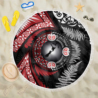 Tonga and New Zealand Together Beach Blanket Ngatu Art Tribal Maori Tattoo and Silver Fern LT03 One Size 150cm Black - Polynesian Pride