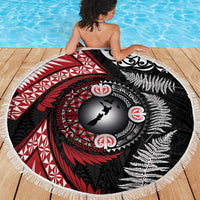 Tonga and New Zealand Together Beach Blanket Ngatu Art Tribal Maori Tattoo and Silver Fern LT03 - Polynesian Pride