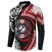 Tonga and New Zealand Together Button Sweatshirt Ngatu Art Tribal Maori Tattoo and Silver Fern LT03 - Polynesian Pride