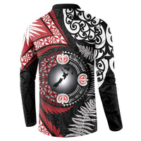 Tonga and New Zealand Together Button Sweatshirt Ngatu Art Tribal Maori Tattoo and Silver Fern LT03 - Polynesian Pride