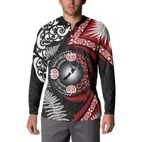 Tonga and New Zealand Together Button Sweatshirt Ngatu Art Tribal Maori Tattoo and Silver Fern LT03 - Polynesian Pride