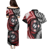 Tonga and New Zealand Together Couples Matching Puletasi and Hawaiian Shirt Ngatu Art Tribal Maori Tattoo and Silver Fern LT03 - Polynesian Pride