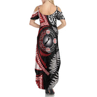 Tonga and New Zealand Together Family Matching Summer Maxi Dress and Hawaiian Shirt Ngatu Art Tribal Maori Tattoo and Silver Fern LT03 - Polynesian Pride