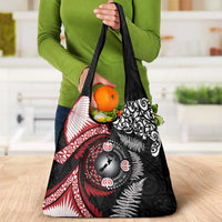 Tonga and New Zealand Together Grocery Bag Ngatu Art Tribal Maori Tattoo and Silver Fern LT03 - Polynesian Pride