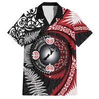 Tonga and New Zealand Together Hawaiian Shirt Ngatu Art Tribal Maori Tattoo and Silver Fern LT03 Black - Polynesian Pride
