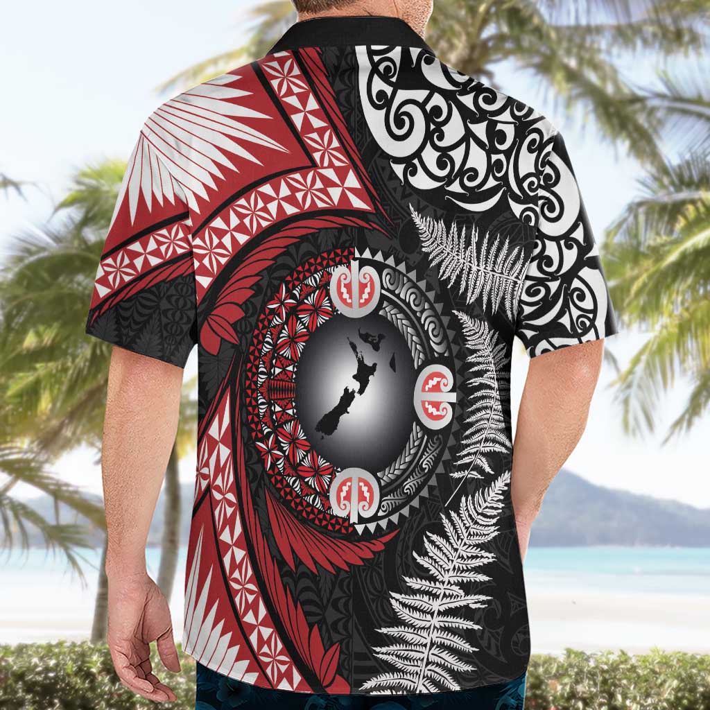 Tonga and New Zealand Together Hawaiian Shirt Ngatu Art Tribal Maori Tattoo and Silver Fern LT03 - Polynesian Pride