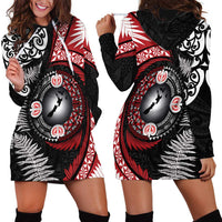 Tonga and New Zealand Together Hoodie Dress Ngatu Art Tribal Maori Tattoo and Silver Fern LT03 - Polynesian Pride