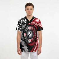 Tonga and New Zealand Together Scrub Top Ngatu Art Tribal Maori Tattoo and Silver Fern LT03 - Polynesian Pride