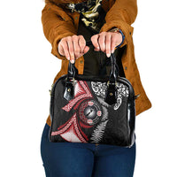 Tonga and New Zealand Together Shoulder Handbag Ngatu Art Tribal Maori Tattoo and Silver Fern LT03 One Size Black - Polynesian Pride