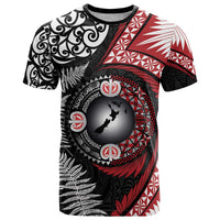Tonga and New Zealand Together T Shirt Ngatu Art Tribal Maori Tattoo and Silver Fern LT03 Black - Polynesian Pride