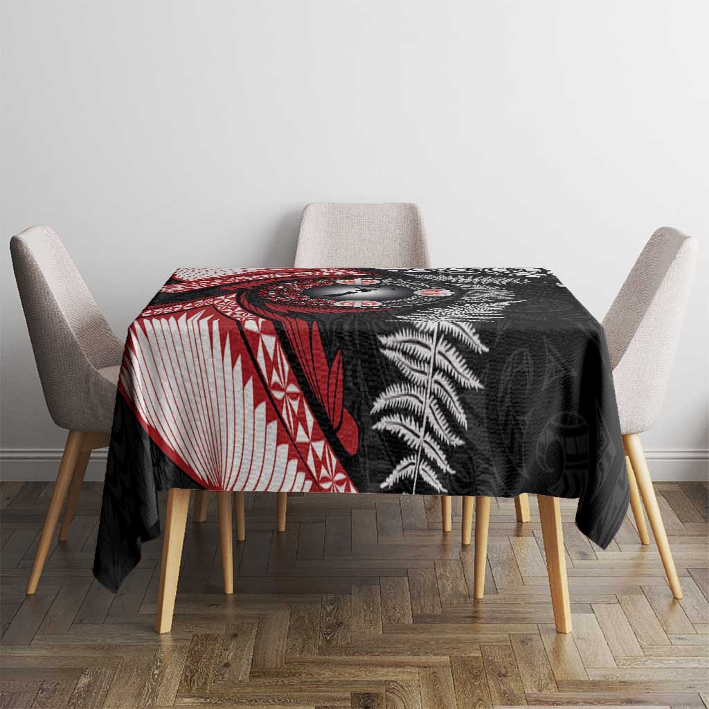 Tonga and New Zealand Together Tablecloth Ngatu Art Tribal Maori Tattoo and Silver Fern LT03 - Polynesian Pride