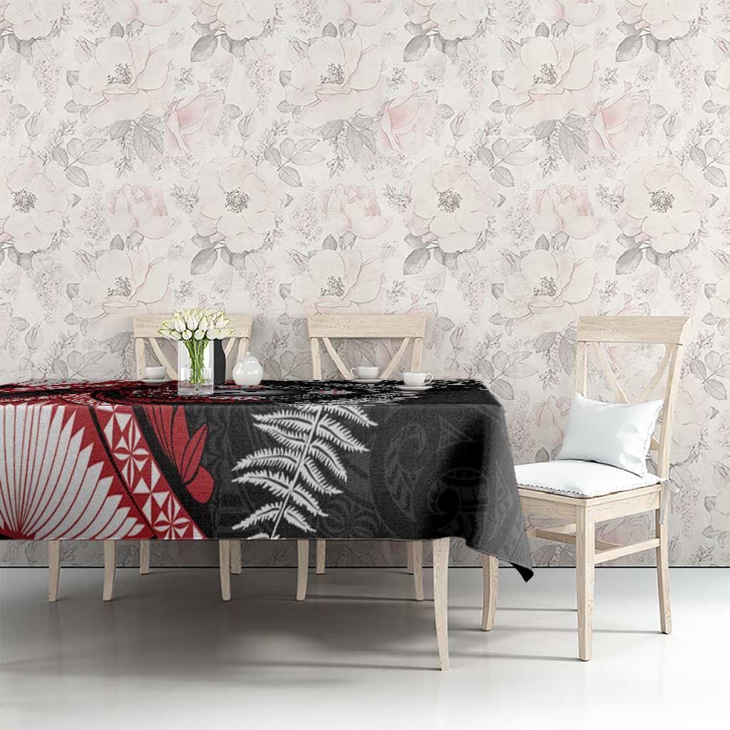Tonga and New Zealand Together Tablecloth Ngatu Art Tribal Maori Tattoo and Silver Fern LT03 - Polynesian Pride