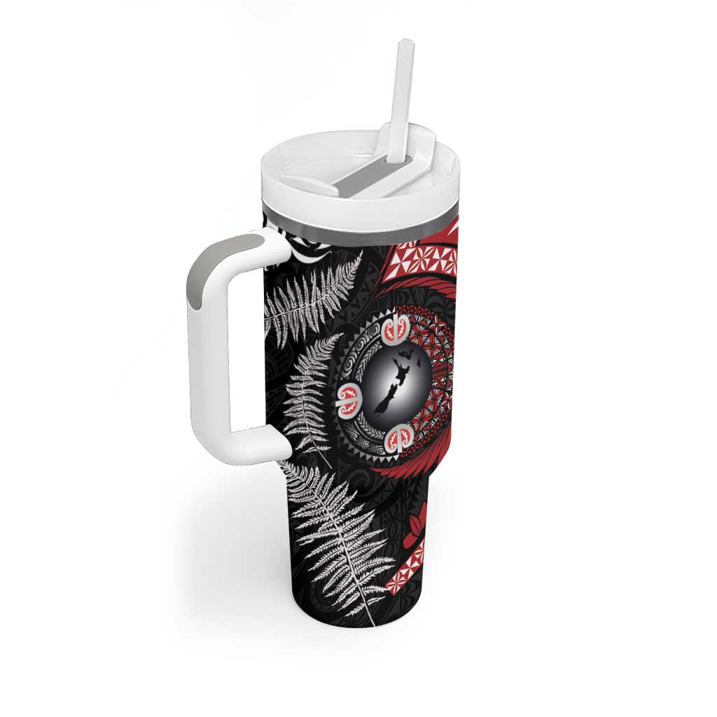 Tonga and New Zealand Together Tumbler With Handle Ngatu Art Tribal-Maori Tattoo and Silver Fern LT03 - Polynesian Pride