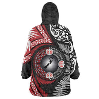 Tonga and New Zealand Together Wearable Blanket Hoodie Ngatu Art Tribal Maori Tattoo and Silver Fern LT03 - Polynesian Pride