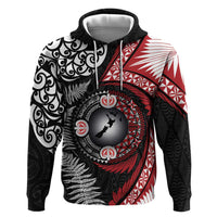 Tonga and New Zealand Together Zip Hoodie Ngatu Art Tribal Maori Tattoo and Silver Fern LT03 Pullover Hoodie Black - Polynesian Pride