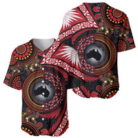 Tonga and Australia Together Baseball Jersey Ngatu Art Tribal Aboriginal Tattoo Pattern LT03 - Polynesian Pride