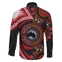 Tonga and Australia Together Family Matching Mermaid Dress and Hawaiian Shirt Ngatu Art Tribal Aboriginal Tattoo Pattern LT03 - Polynesian Pride