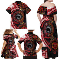 Tonga and Australia Together Family Matching Off Shoulder Maxi Dress and Hawaiian Shirt Ngatu Art Tribal Aboriginal Tattoo Pattern LT03 - Polynesian Pride