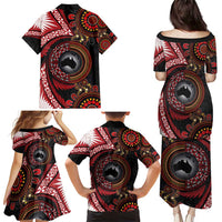 Tonga and Australia Together Family Matching Puletasi and Hawaiian Shirt Ngatu Art Tribal Aboriginal Tattoo Pattern LT03 - Polynesian Pride