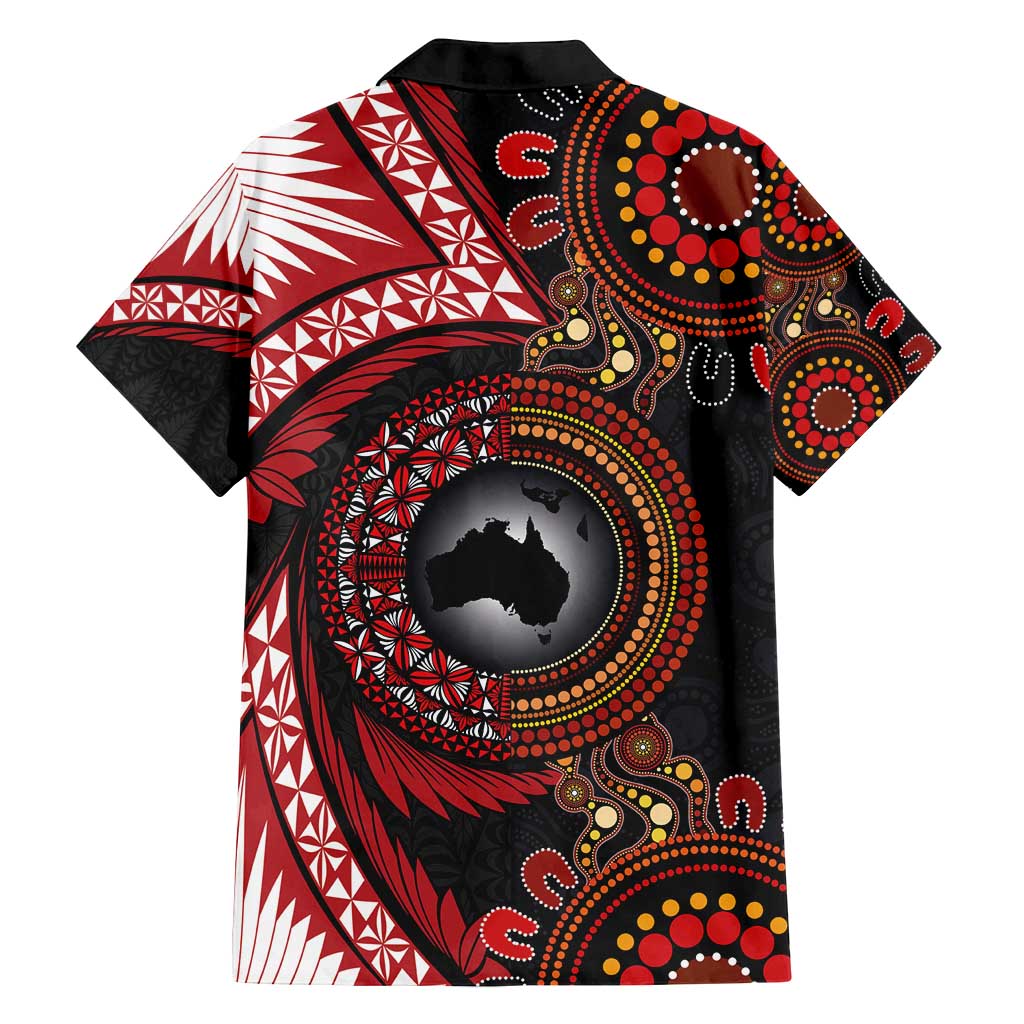 Tonga and Australia Together Family Matching Summer Maxi Dress and Hawaiian Shirt Ngatu Art Tribal Aboriginal Tattoo Pattern LT03 - Polynesian Pride