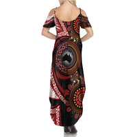 Tonga and Australia Together Family Matching Summer Maxi Dress and Hawaiian Shirt Ngatu Art Tribal Aboriginal Tattoo Pattern LT03 - Polynesian Pride